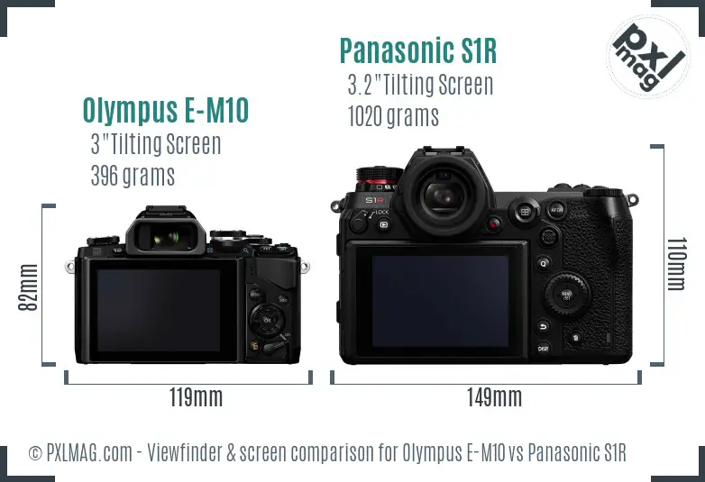 Olympus E-M10 vs Panasonic S1R Screen and Viewfinder comparison