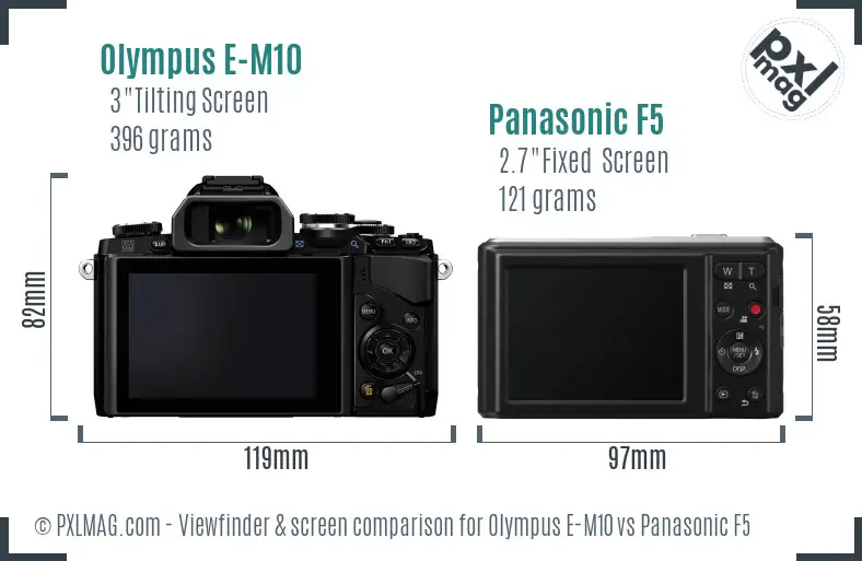 Olympus E-M10 vs Panasonic F5 Screen and Viewfinder comparison