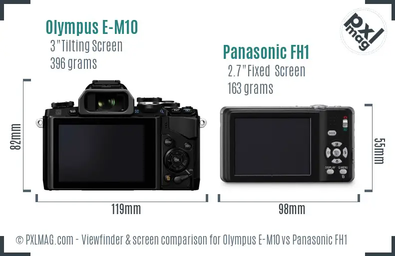 Olympus E-M10 vs Panasonic FH1 Screen and Viewfinder comparison