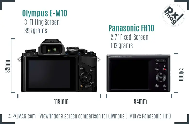 Olympus E-M10 vs Panasonic FH10 Screen and Viewfinder comparison