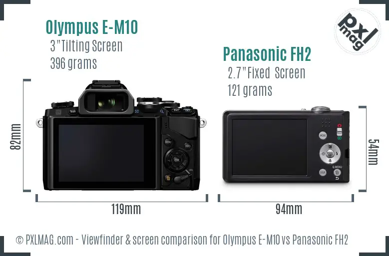 Olympus E-M10 vs Panasonic FH2 Screen and Viewfinder comparison