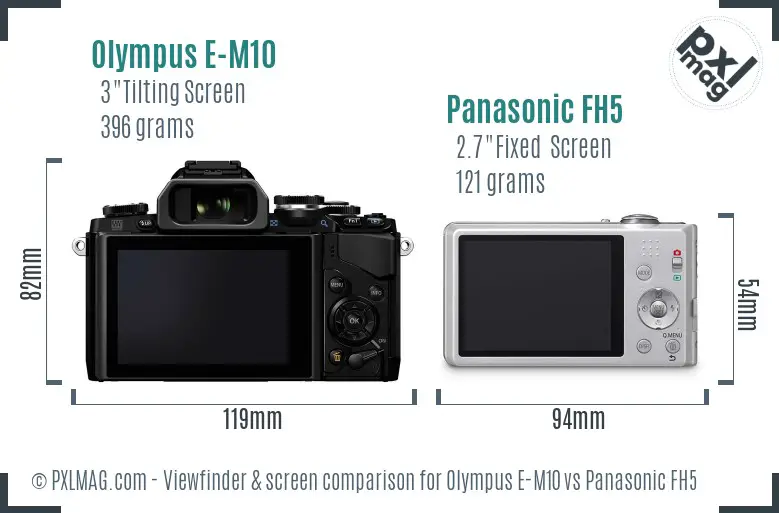 Olympus E-M10 vs Panasonic FH5 Screen and Viewfinder comparison