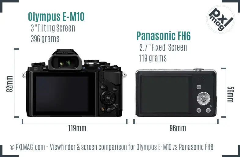 Olympus E-M10 vs Panasonic FH6 Screen and Viewfinder comparison
