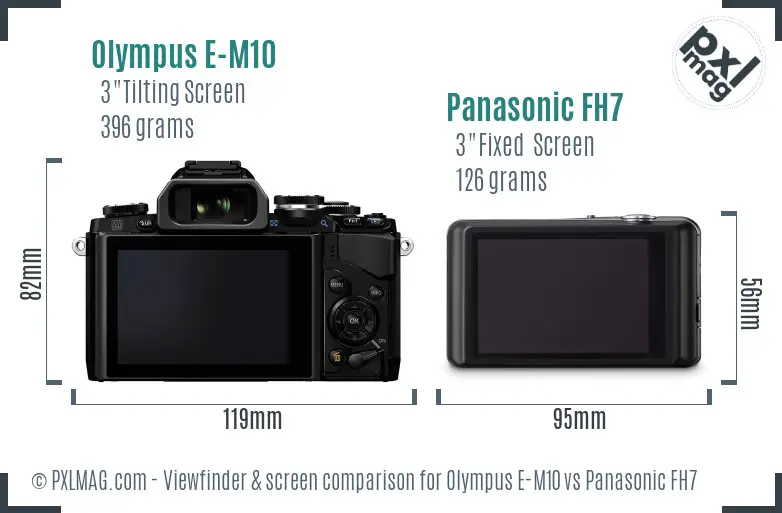 Olympus E-M10 vs Panasonic FH7 Screen and Viewfinder comparison