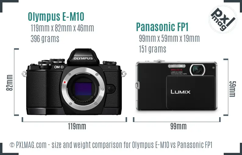 Olympus E-M10 vs Panasonic FP1 size comparison