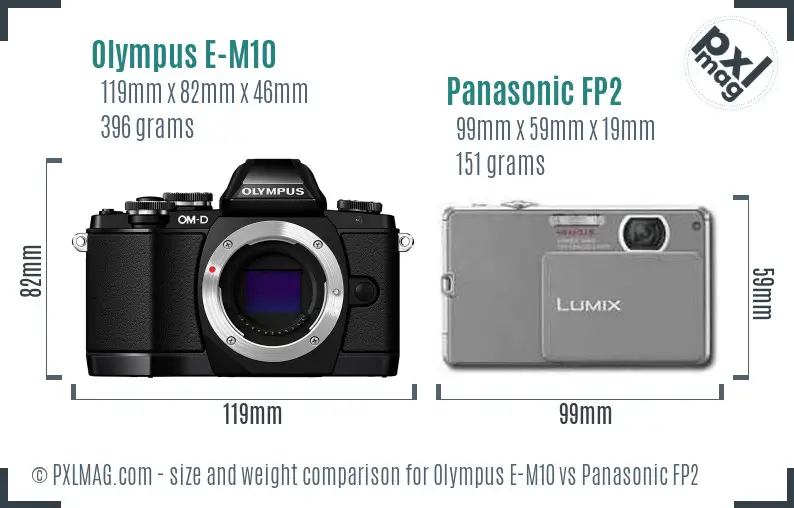 Olympus E-M10 vs Panasonic FP2 size comparison