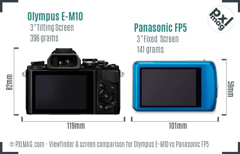 Olympus E-M10 vs Panasonic FP5 Screen and Viewfinder comparison
