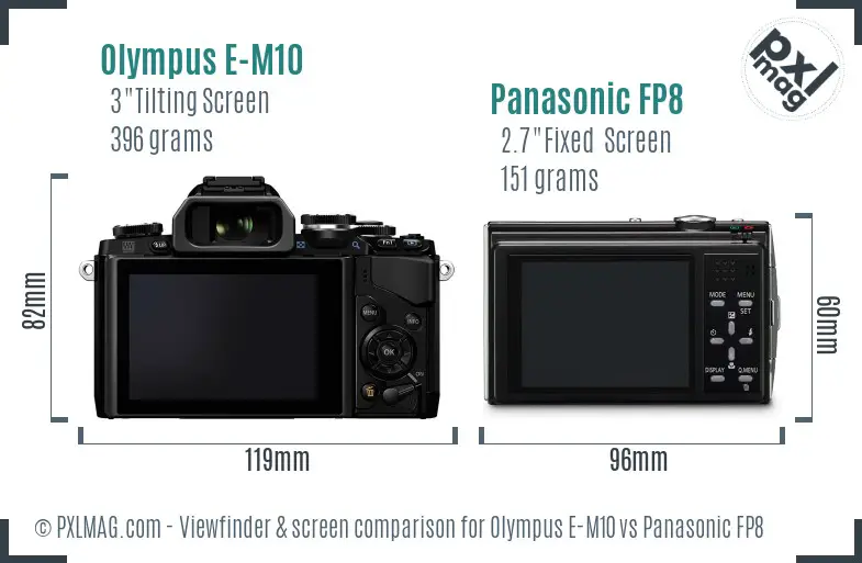 Olympus E-M10 vs Panasonic FP8 Screen and Viewfinder comparison