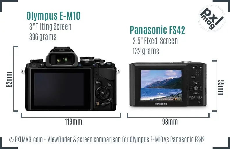 Olympus E-M10 vs Panasonic FS42 Screen and Viewfinder comparison