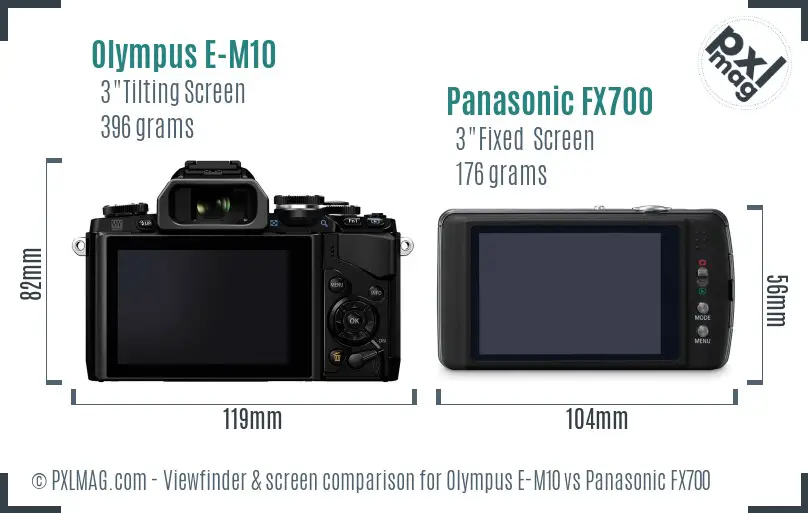 Olympus E-M10 vs Panasonic FX700 Screen and Viewfinder comparison