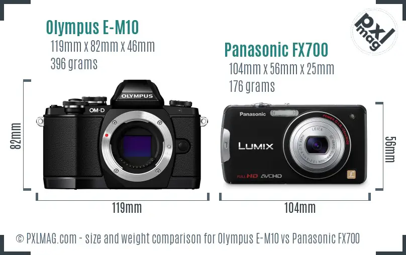 Olympus E-M10 vs Panasonic FX700 size comparison