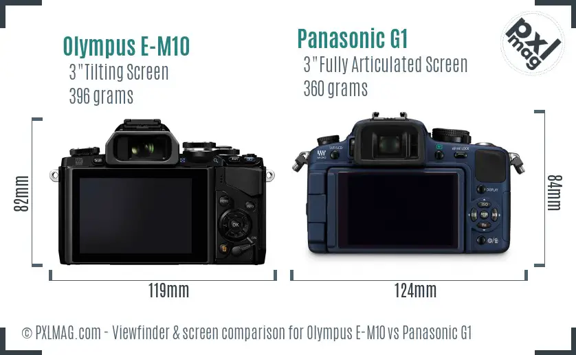 Olympus E-M10 vs Panasonic G1 Screen and Viewfinder comparison