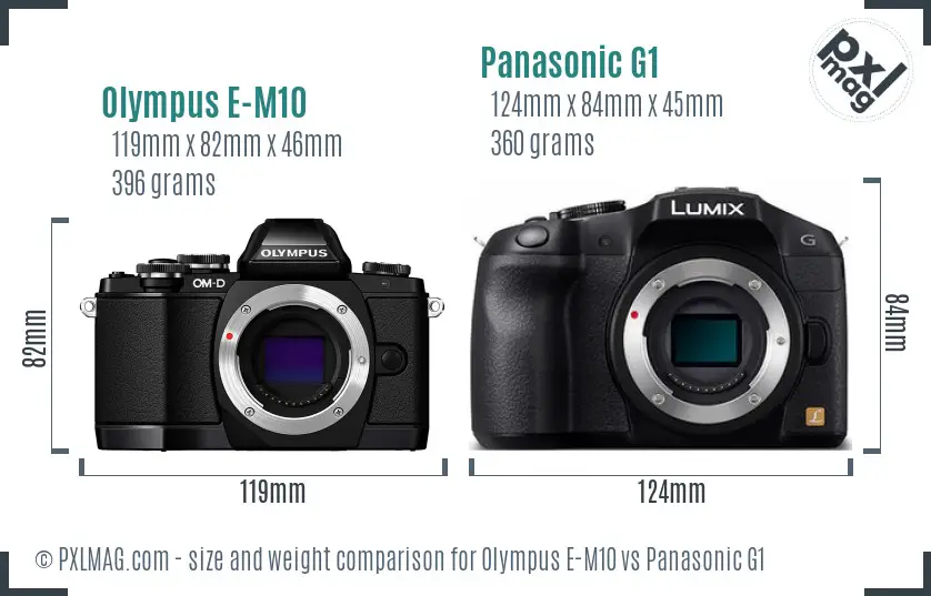 Olympus E-M10 vs Panasonic G1 size comparison