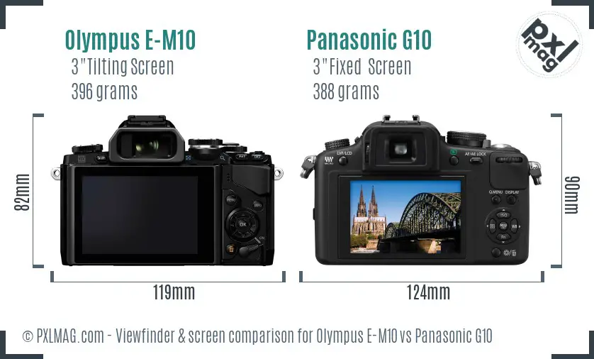 Olympus E-M10 vs Panasonic G10 Screen and Viewfinder comparison