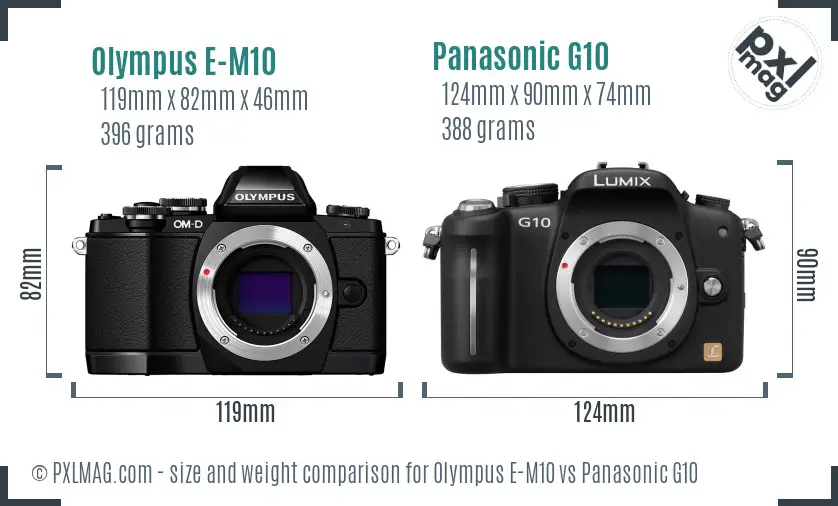 Olympus E-M10 vs Panasonic G10 size comparison