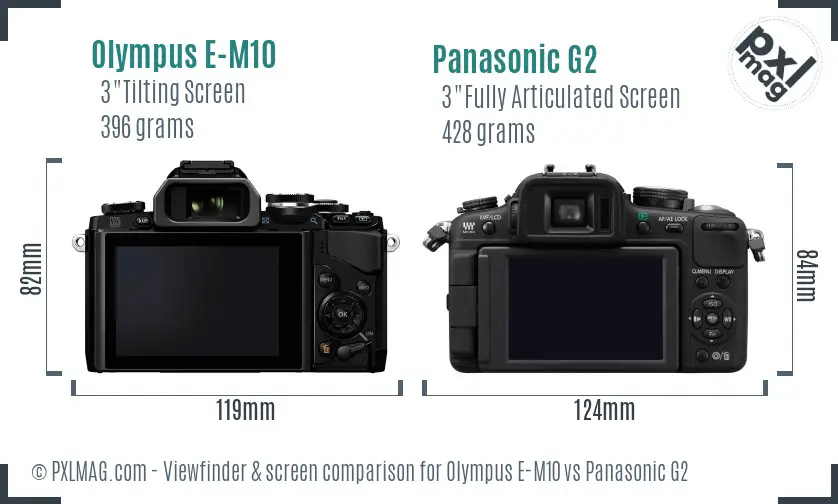 Olympus E-M10 vs Panasonic G2 Screen and Viewfinder comparison