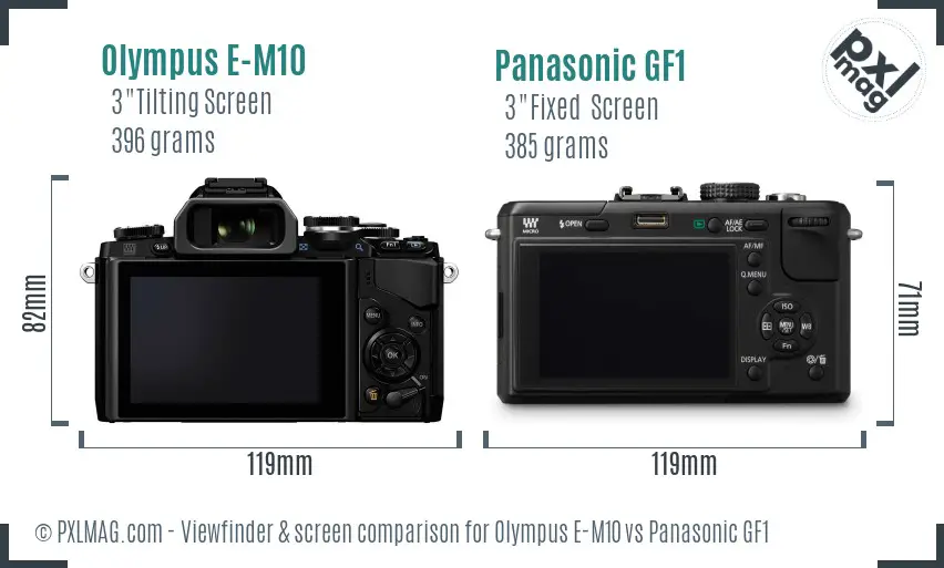 Olympus E-M10 vs Panasonic GF1 Screen and Viewfinder comparison