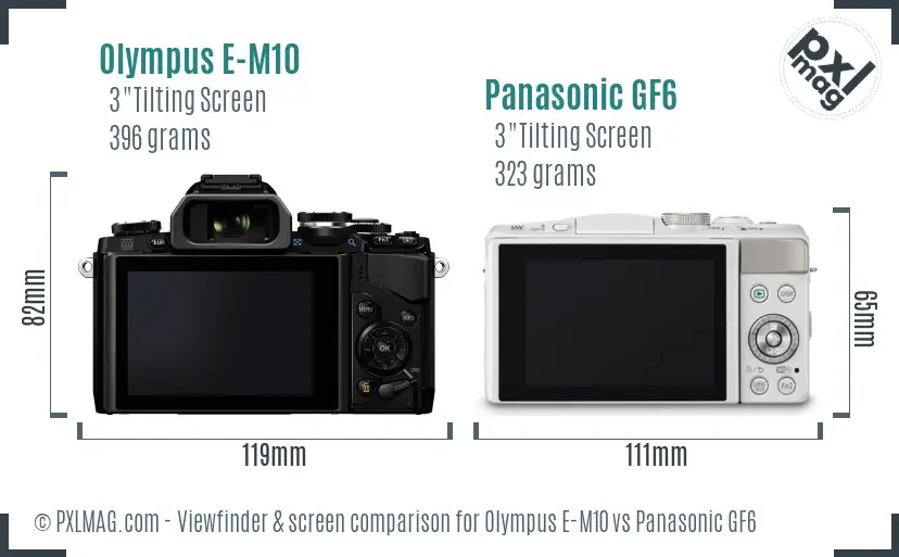 Olympus E-M10 vs Panasonic GF6 Screen and Viewfinder comparison