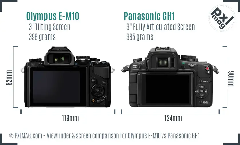 Olympus E-M10 vs Panasonic GH1 Screen and Viewfinder comparison