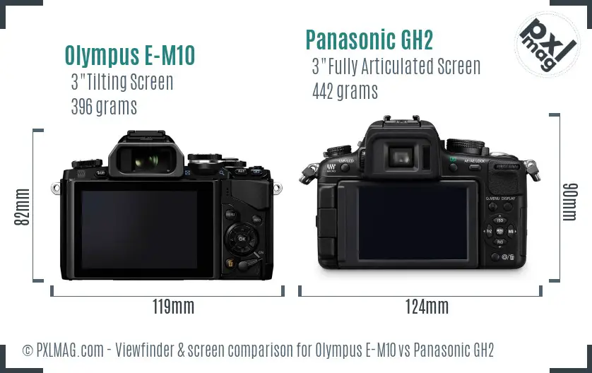 Olympus E-M10 vs Panasonic GH2 Screen and Viewfinder comparison