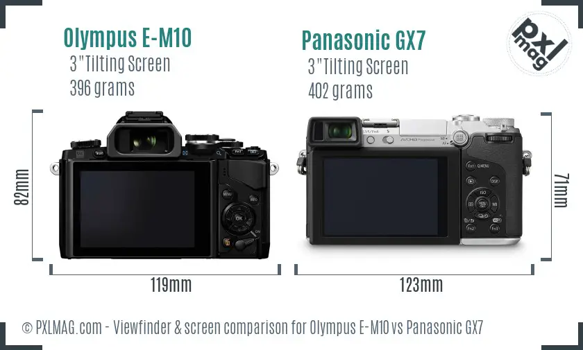 Olympus E-M10 vs Panasonic GX7 Screen and Viewfinder comparison