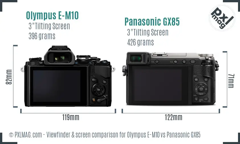 Olympus E-M10 vs Panasonic GX85 Screen and Viewfinder comparison