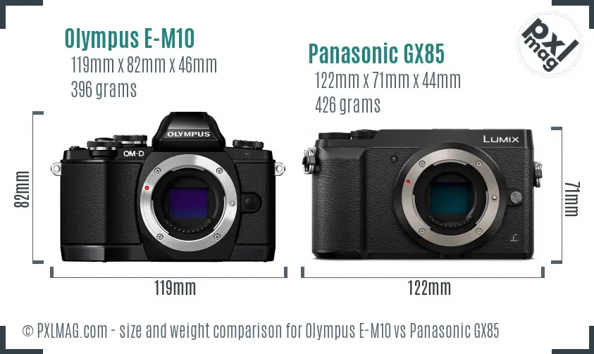 Olympus E-M10 vs Panasonic GX85 size comparison