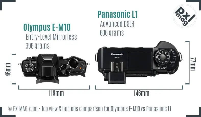 Olympus E-M10 vs Panasonic L1 top view buttons comparison