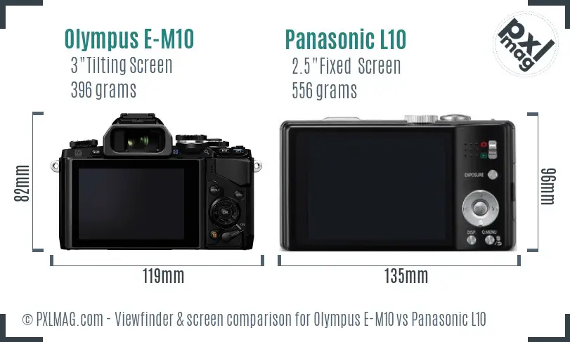 Olympus E-M10 vs Panasonic L10 Screen and Viewfinder comparison