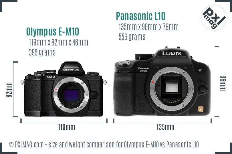Olympus E-M10 vs Panasonic L10 size comparison