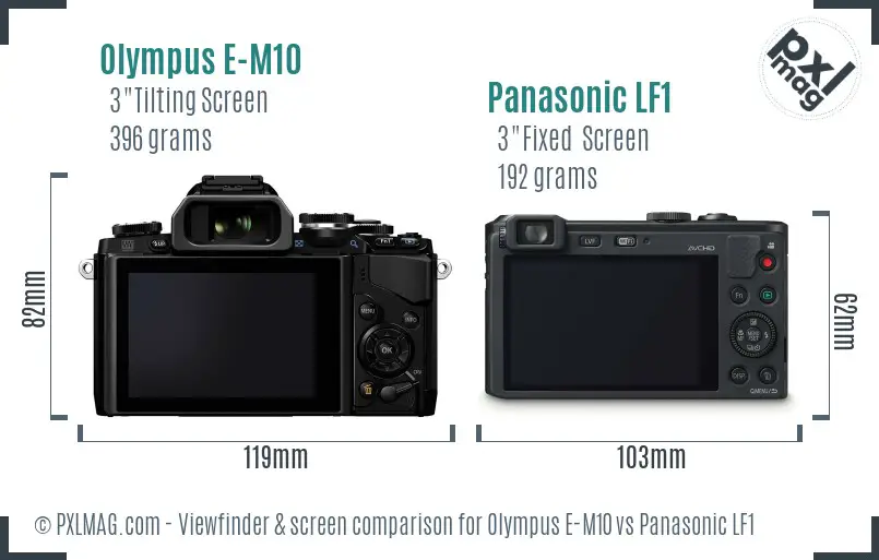 Olympus E-M10 vs Panasonic LF1 Screen and Viewfinder comparison