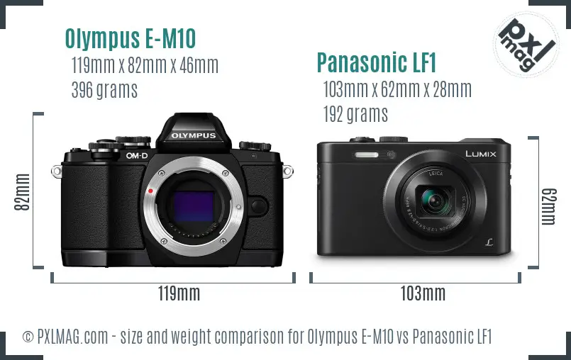 Olympus E-M10 vs Panasonic LF1 size comparison