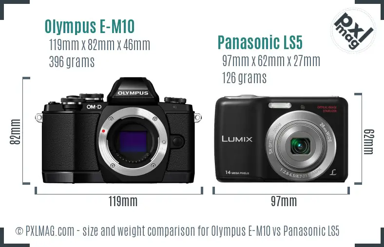 Olympus E-M10 vs Panasonic LS5 size comparison