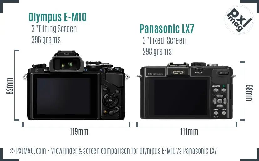 Olympus E-M10 vs Panasonic LX7 Screen and Viewfinder comparison Olympus E-M10 vs Panasonic LX7 Screen and Viewfinder comparison