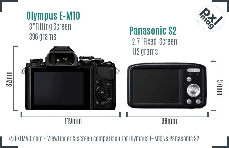 Olympus E-M10 vs Panasonic S2 Screen and Viewfinder comparison