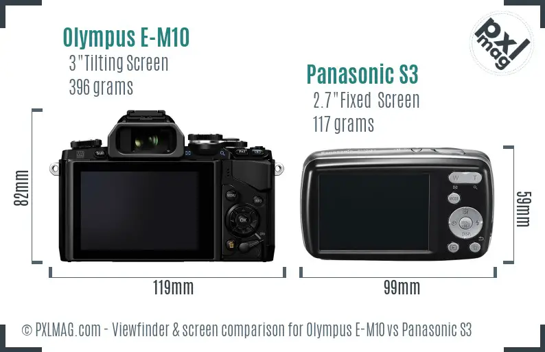 Olympus E-M10 vs Panasonic S3 Screen and Viewfinder comparison