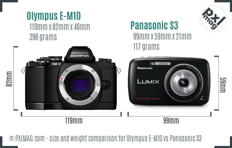 Olympus E-M10 vs Panasonic S3 size comparison