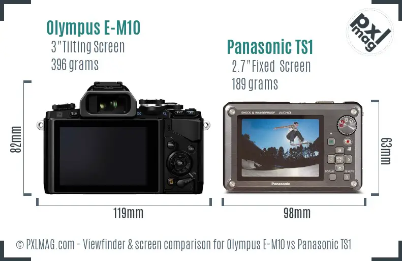 Olympus E-M10 vs Panasonic TS1 Screen and Viewfinder comparison