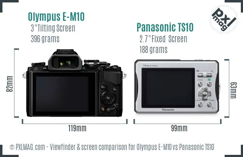 Olympus E-M10 vs Panasonic TS10 Screen and Viewfinder comparison