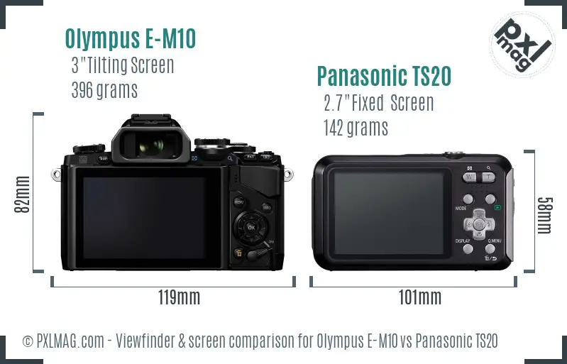 Olympus E-M10 vs Panasonic TS20 Screen and Viewfinder comparison