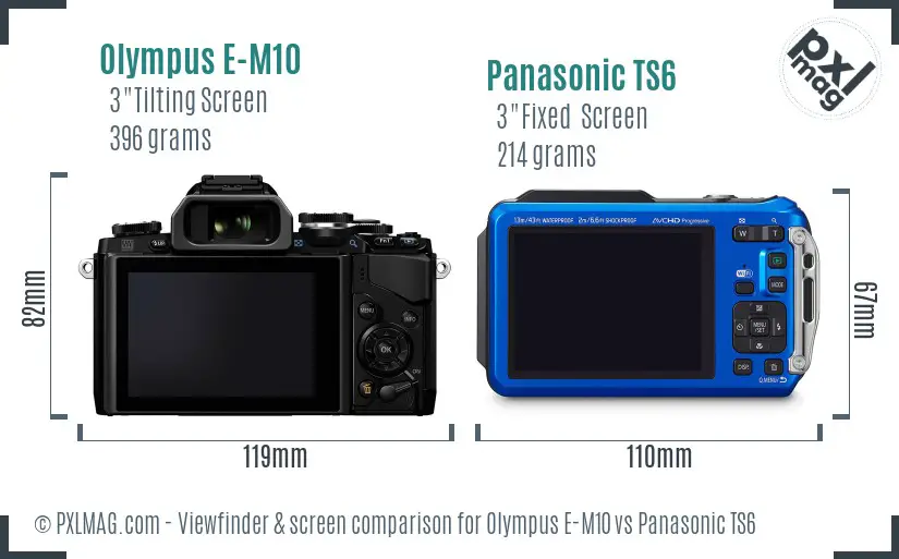 Olympus E-M10 vs Panasonic TS6 Screen and Viewfinder comparison