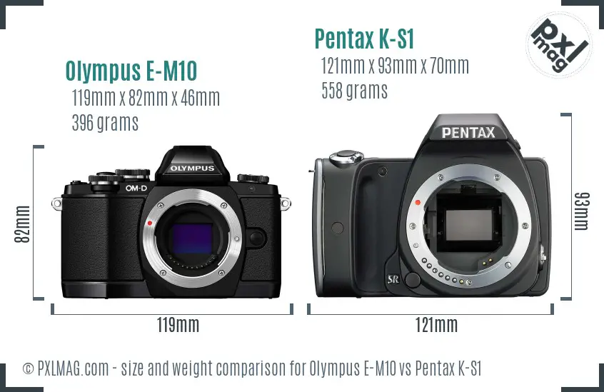 Olympus E-M10 vs Pentax K-S1 size comparison