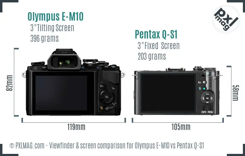 Olympus E-M10 vs Pentax Q-S1 Screen and Viewfinder comparison