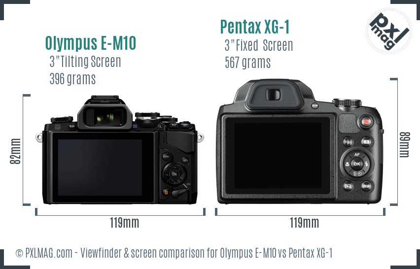 Olympus E-M10 vs Pentax XG-1 Screen and Viewfinder comparison