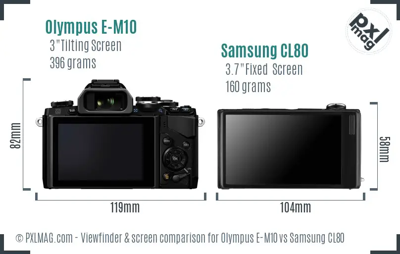 Olympus E-M10 vs Samsung CL80 Screen and Viewfinder comparison