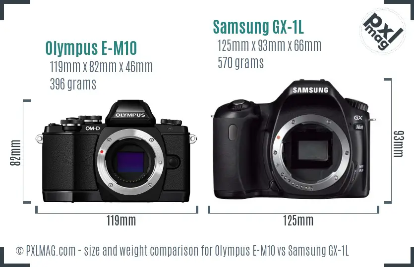 Olympus E-M10 vs Samsung GX-1L size comparison