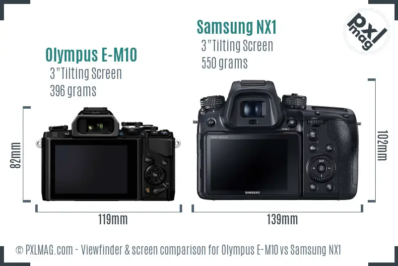 Olympus E-M10 vs Samsung NX1 Screen and Viewfinder comparison