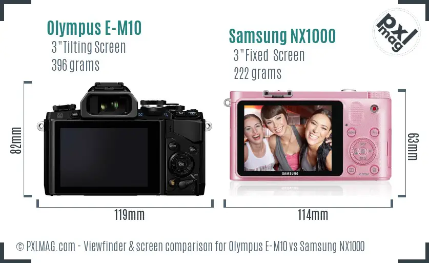 Olympus E-M10 vs Samsung NX1000 Screen and Viewfinder comparison Olympus E-M10 vs Samsung NX1000 Screen and Viewfinder comparison