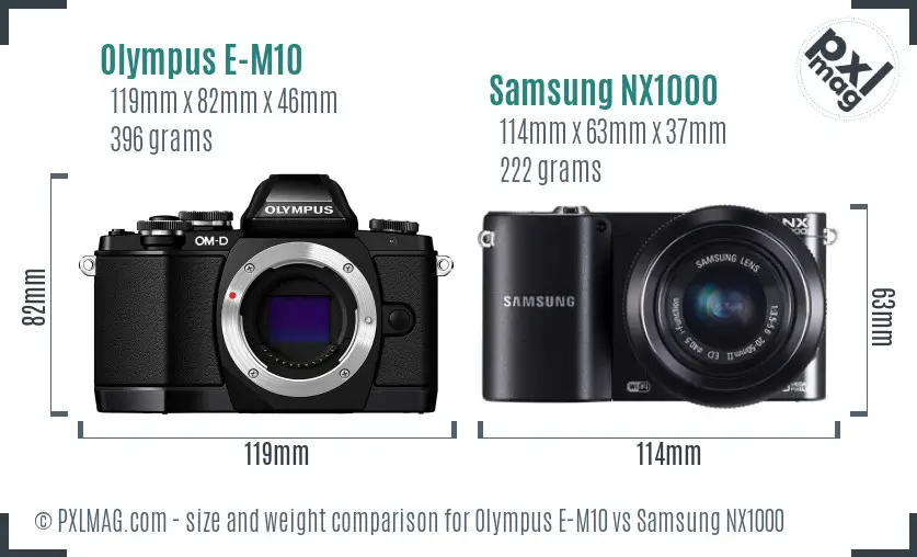 Olympus E-M10 vs Samsung NX1000 size comparison Olympus E-M10 vs Samsung NX1000 size comparison