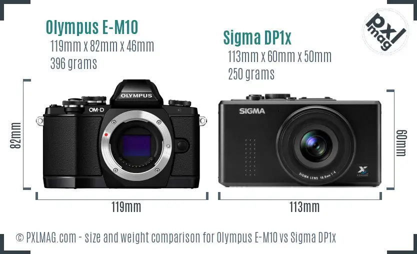 Olympus E-M10 vs Sigma DP1x size comparison